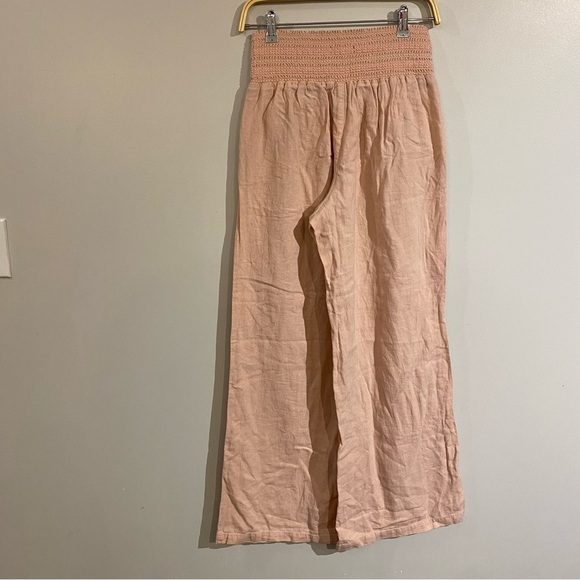 Rewash Luna boardwalk Linen wide leg pants hi rise smocked elastic waist large - Picture 6 of 16
